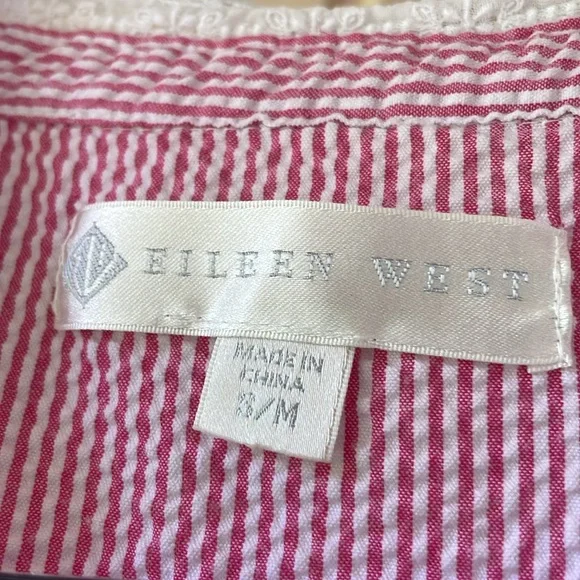 Eileen West Sweetheart Seersucker Short Robe long sleeve size S/M - Picture 3 of 7